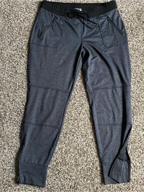 Athleta Jogger Pants Women’s XL Tall Gray Ankle Zip Drawstring Athleisure Cozy